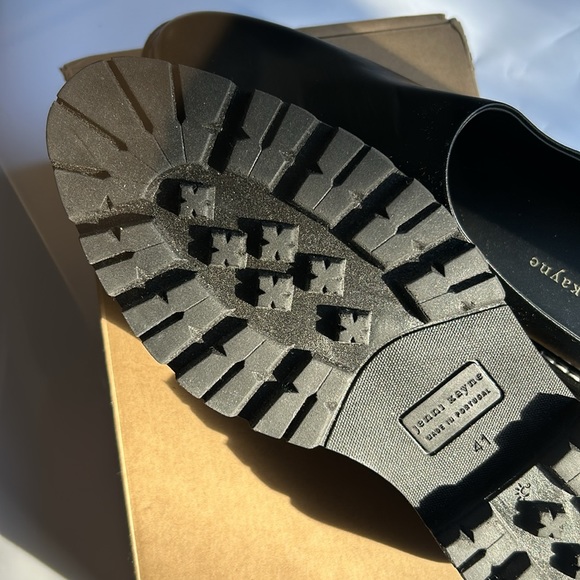 JENNI KAYNE BLACK LEATHER LUG MULE SZ 41/10 - Picture 4 of 4